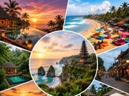 Where to stay in Bali guide showing the best areas including Canggu, Seminyak, Ubud and Uluwatu